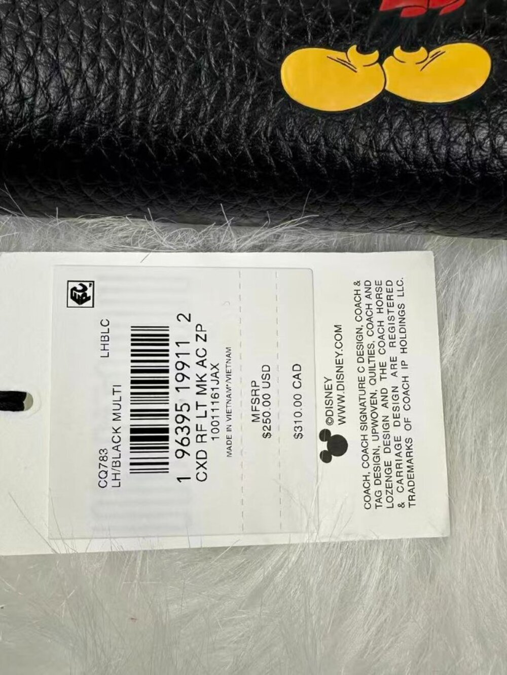 Disney X Coach Essential Accordion Zip Wallet In Leather Black CQ783 Mickey NWT - Picture 5 of 8